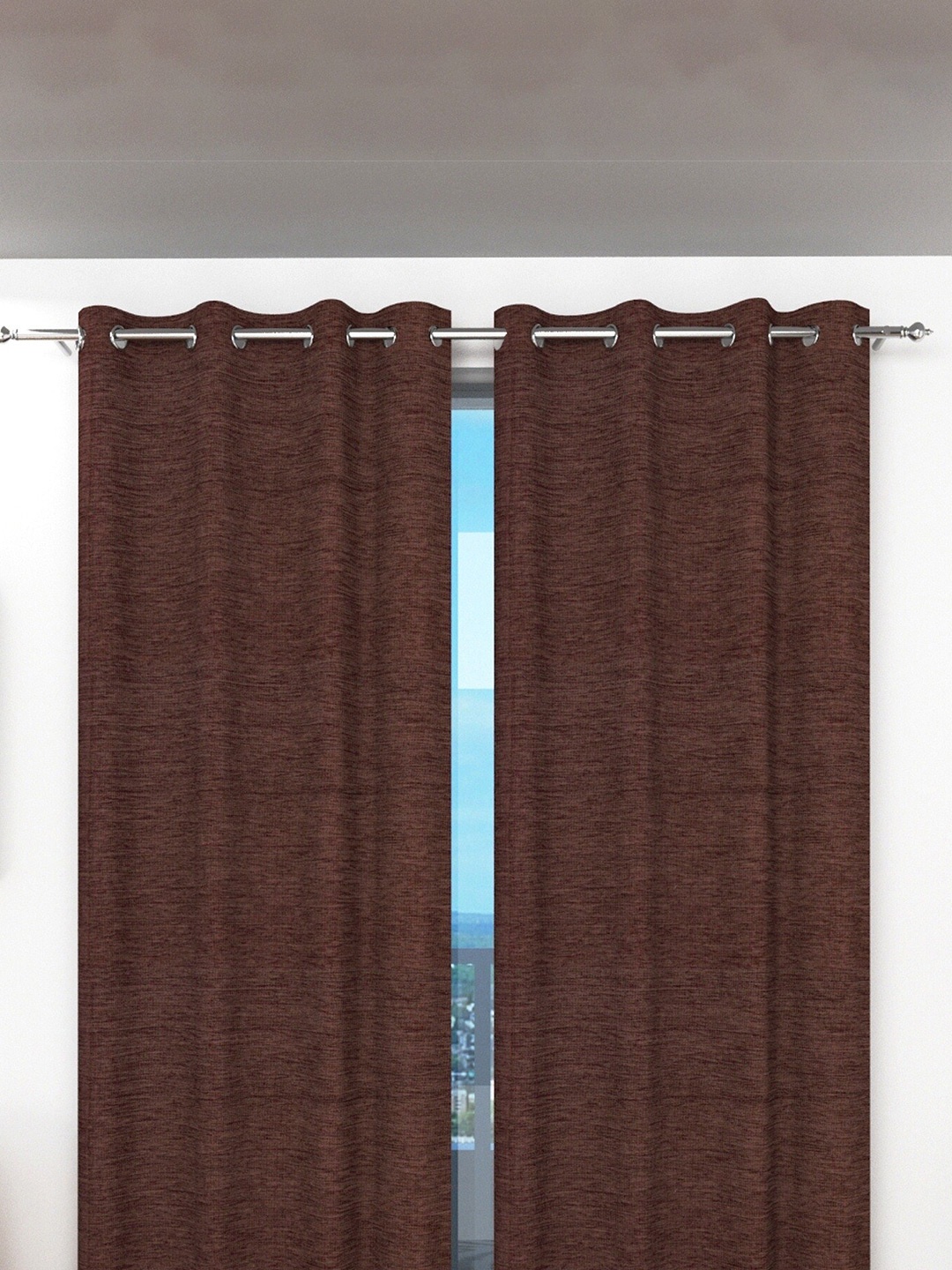 

Fresh From Loom Coffee Brown Set of 2 Room Darkening Door Curtain