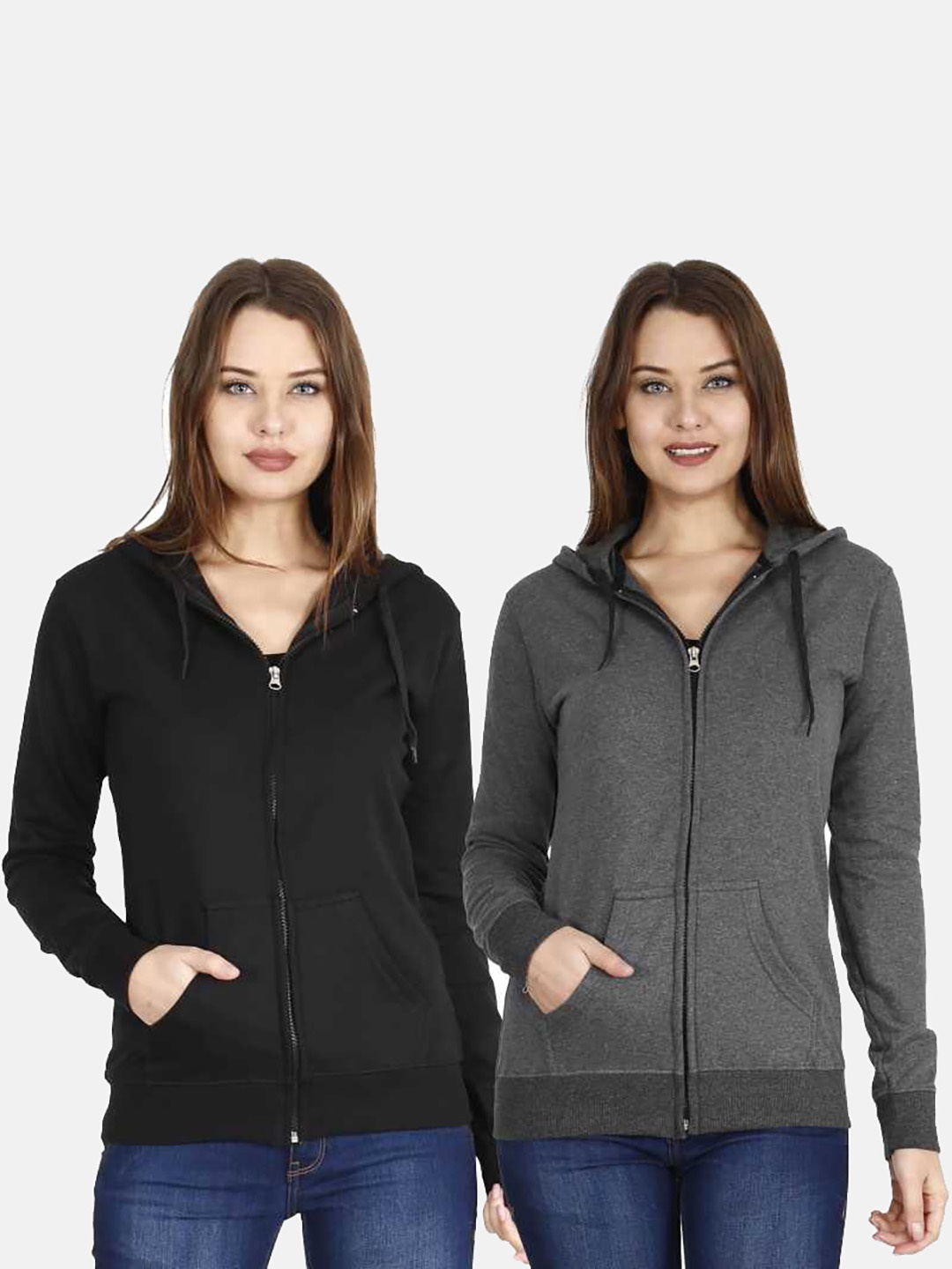 

Fleximaa Women Pack of 2 Hooded Sweatshirt, Multi