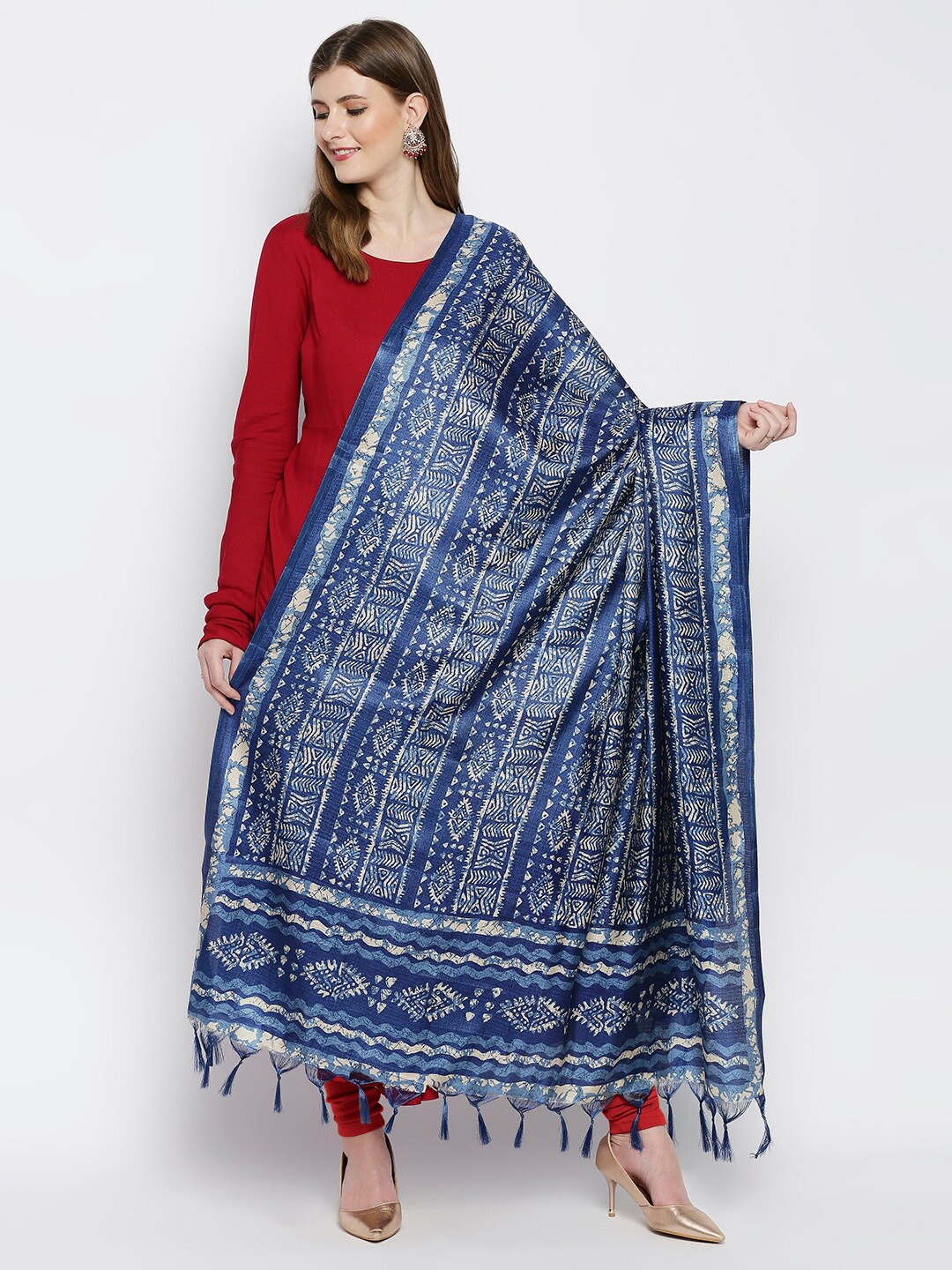 

Dupatta Bazaar Blue & White Ethnic Motifs Printed Dupatta