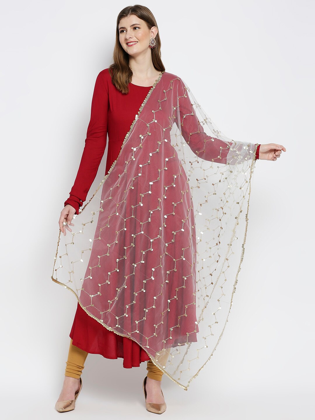 

Dupatta Bazaar Blue & Gold-Toned Ethnic Motifs Embroidered Dupatta