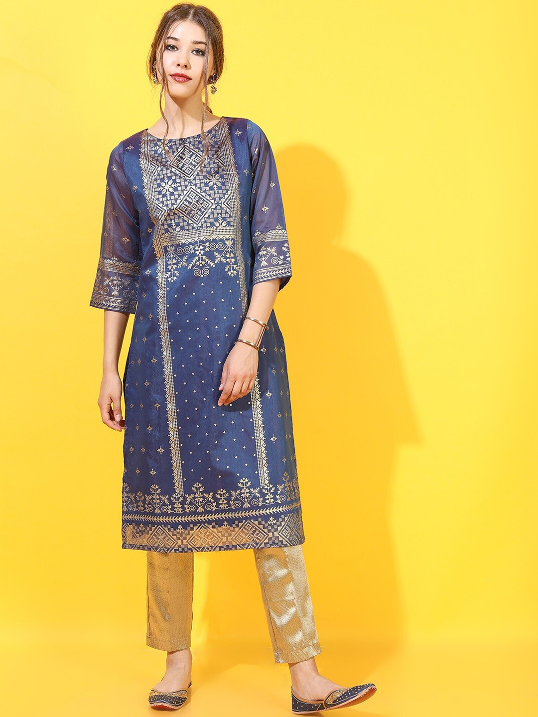 

Vishudh Women Blue Ethnic Motifs Kurta