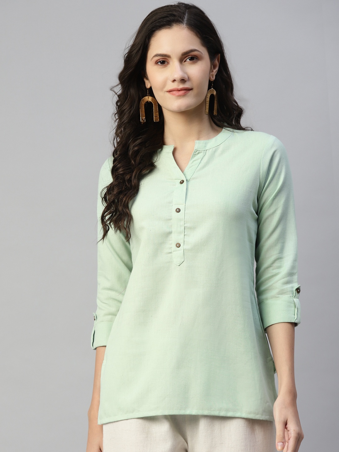 

MALHAAR Green Pure Cotton Kurti