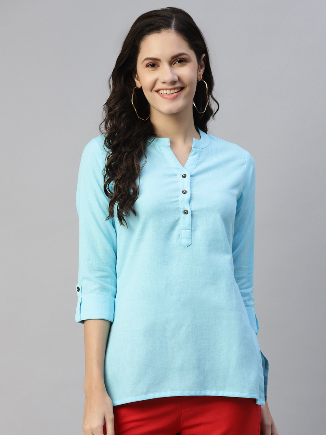 

MALHAAR Blue Pure Cotton Kurti