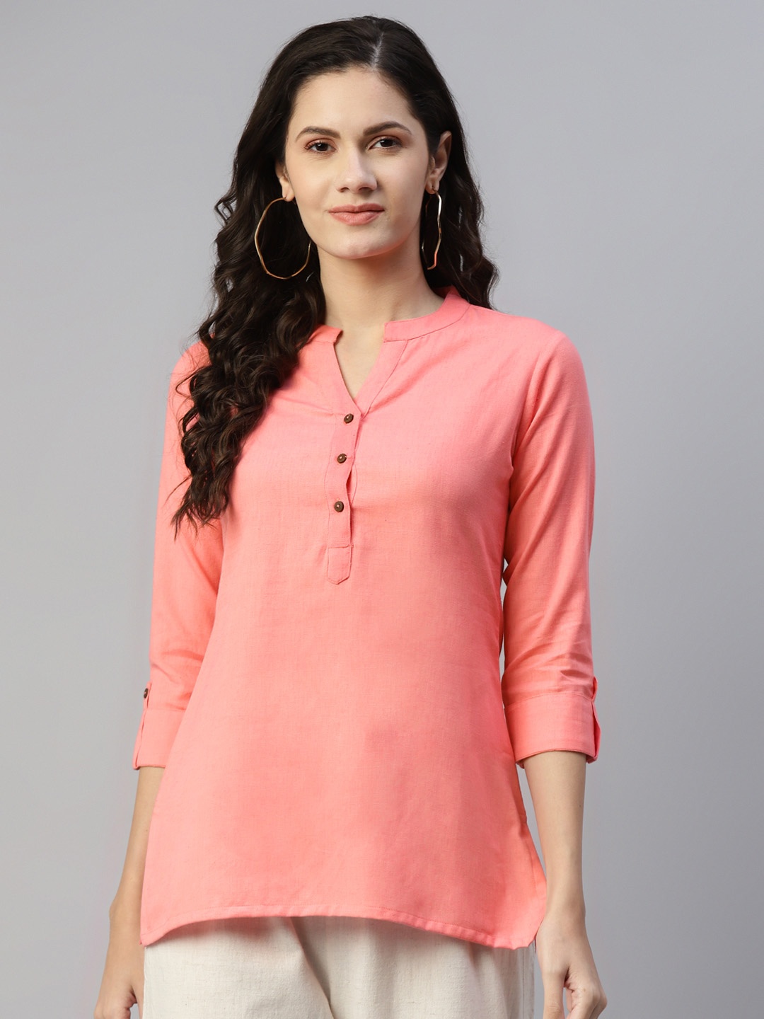 

MALHAAR Pink Pure Cotton Kurti