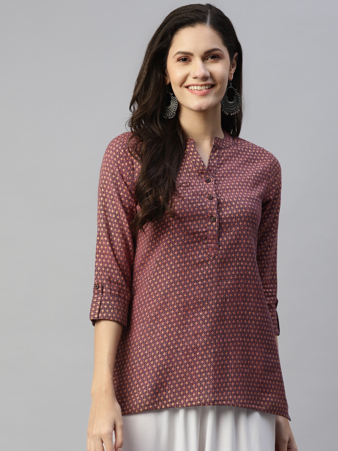 

MALHAAR Brown Pure Cotton Kurti
