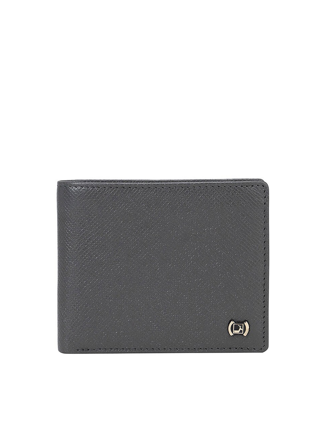 

Da Milano Men Grey Textured Leather Two Fold Wallet