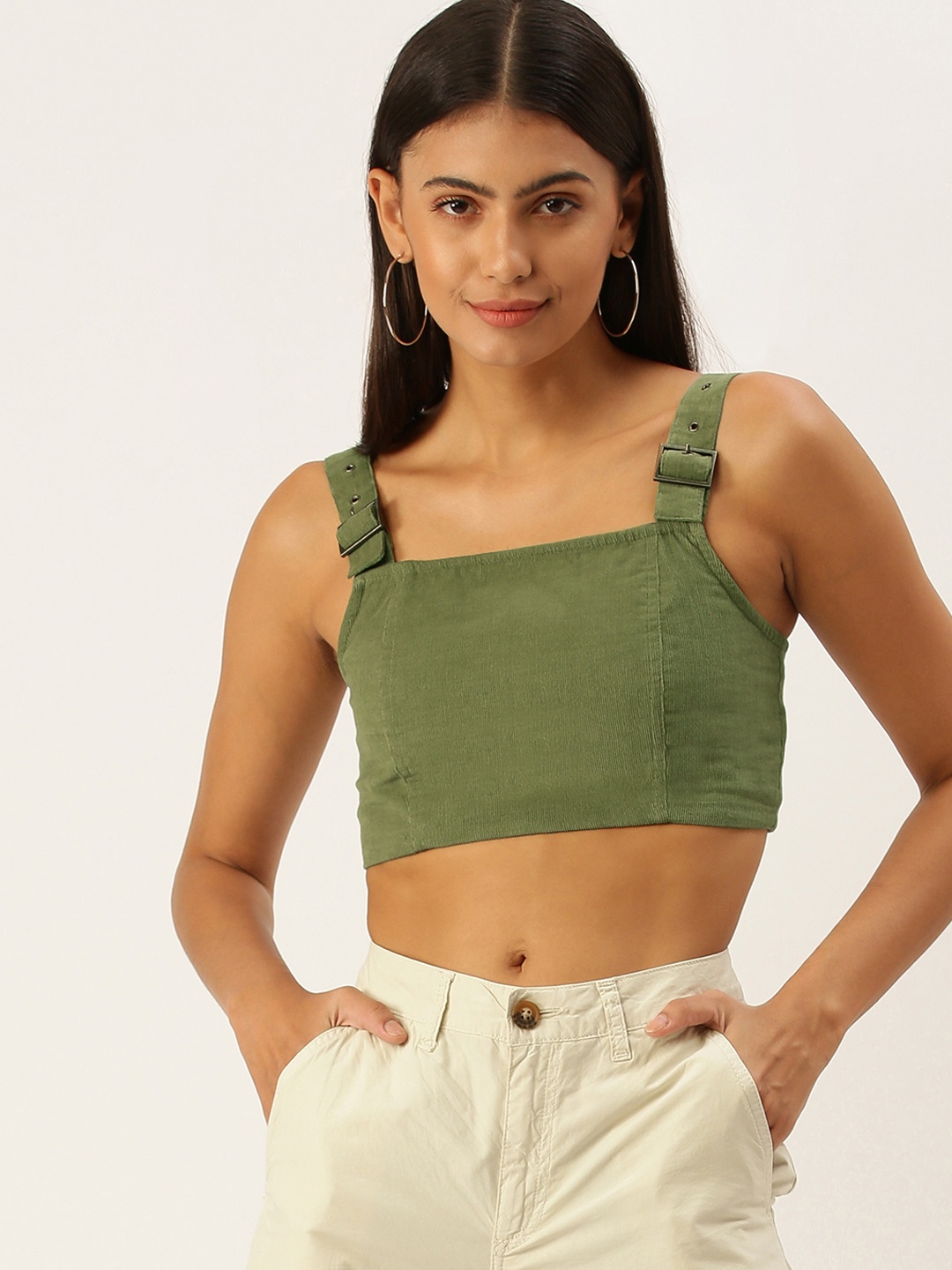 

FOREVER 21 Green Bralette Pure Cotton Crop Top