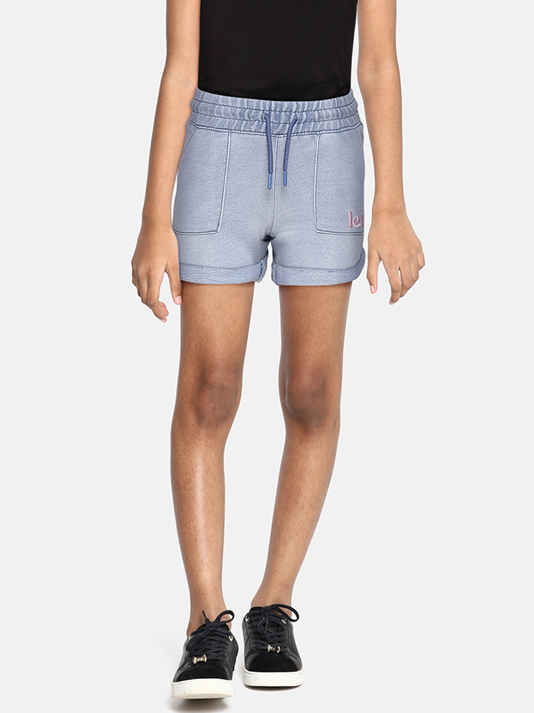 

Levis Girls Blue Solid Denim Shorts