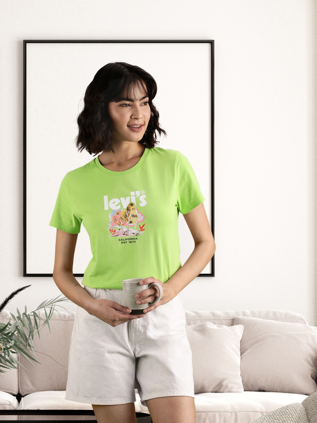 

Levis Women Green Typography Printed Pure Cotton T-shirt
