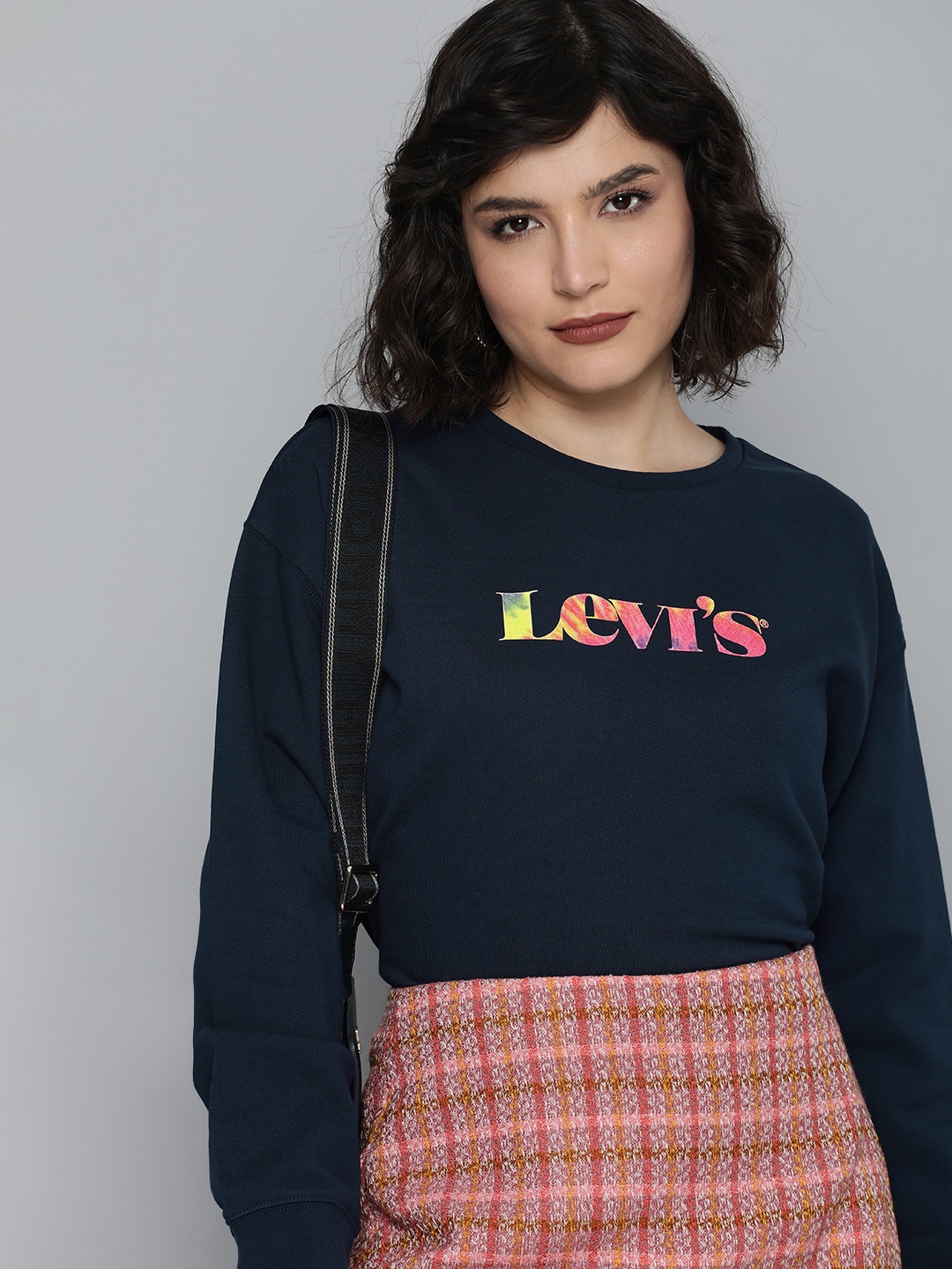 

Levis Women Navy Blue Brand Logo Printed Pullover Sweatshirt
