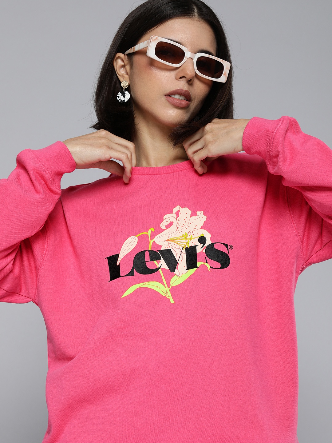 

Levis Women Pink Printed Drop-Shoulder Sweatshirt
