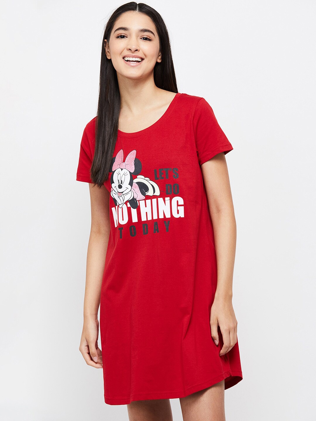 

max Women Red Printed Nightdress