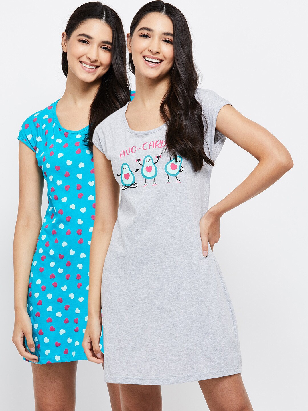 

max Women Grey Melange Printed Nightdress