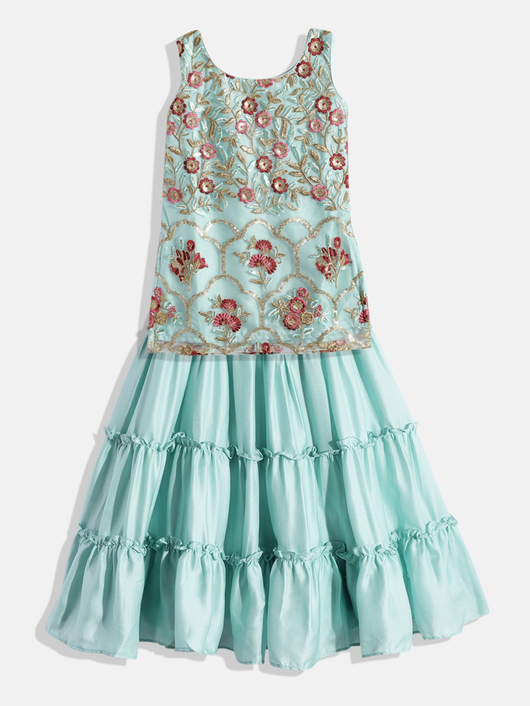 

Ethnovog Girls Lavender Embroidered Made to Measure Lehenga