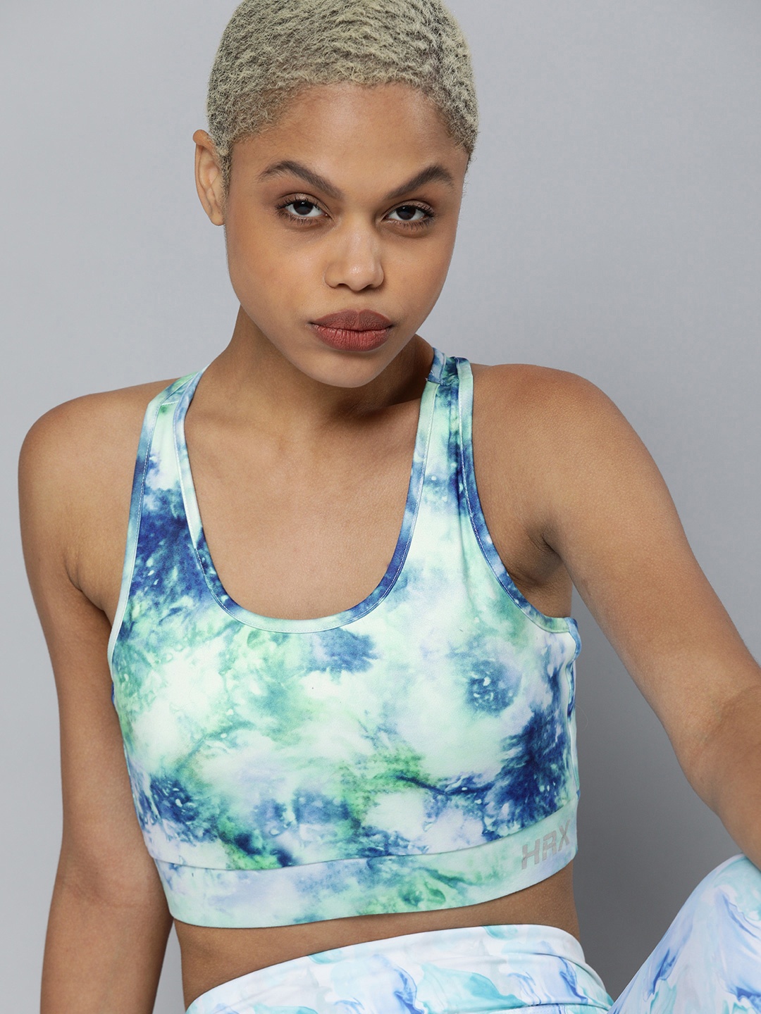 

HRX by Hrithik Roshan Blue & Green Abstract Bra Lightly Padded