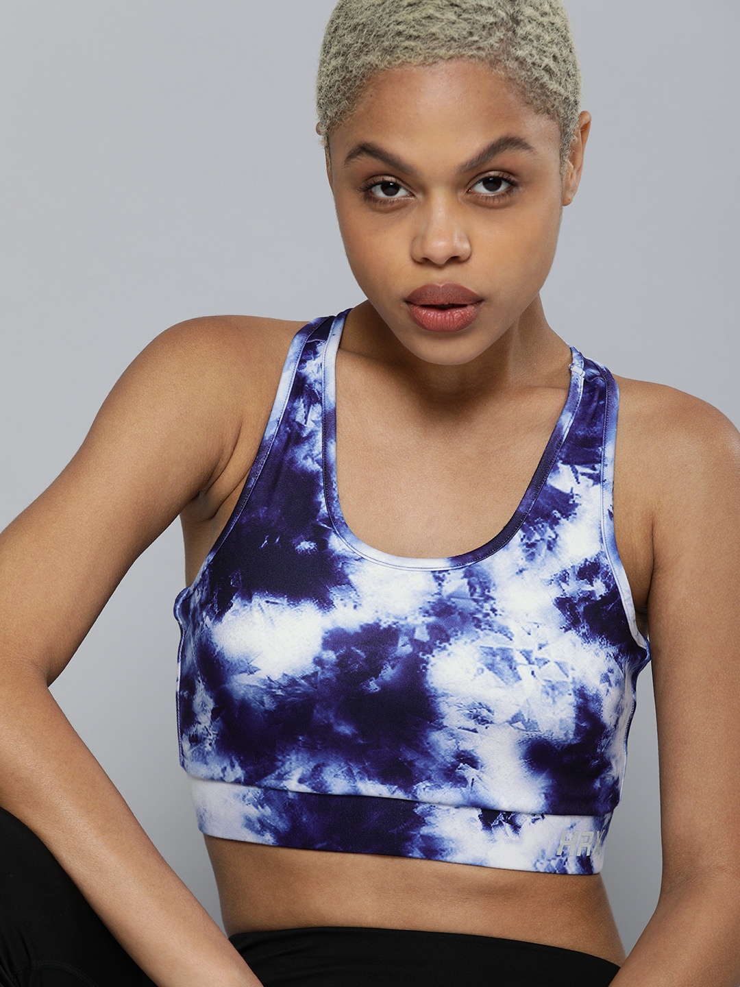 

HRX by Hrithik Roshan Navy Blue Abstract Bra Lightly Padded