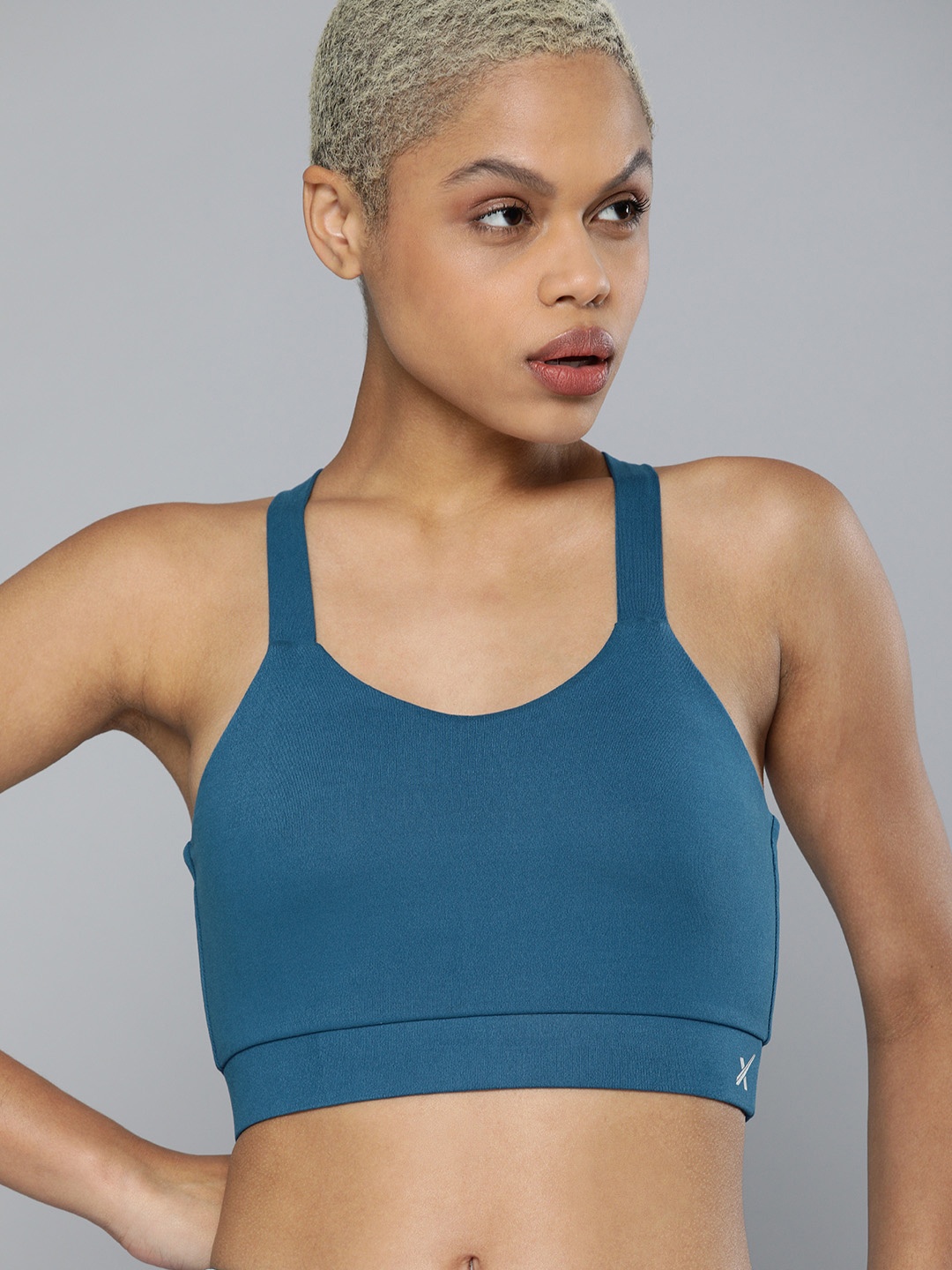 

HRX by Hrithik Roshan Teal Blue Rapid-Dry Lightly Padded Yoga Bra
