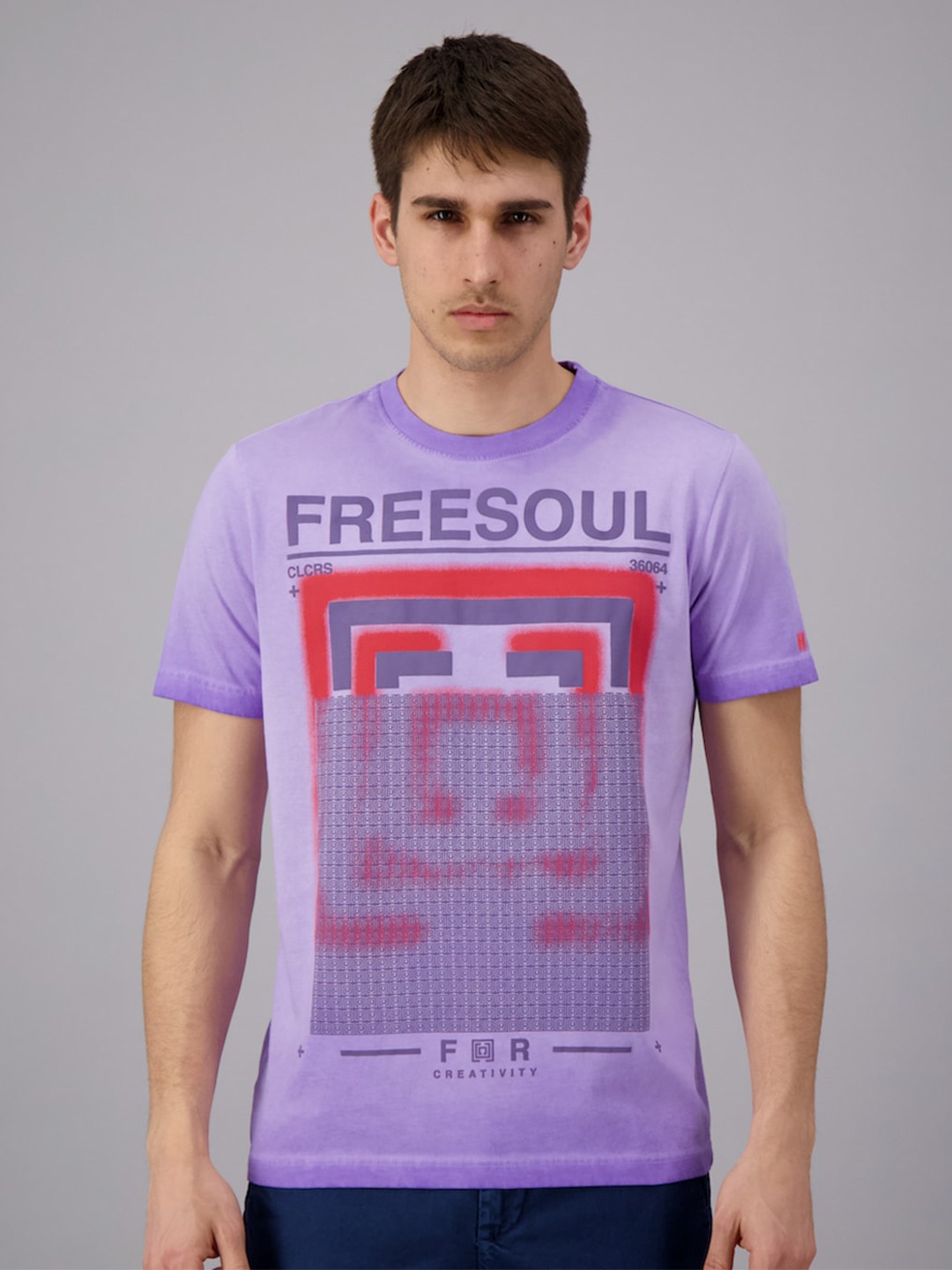 

FREESOUL Men Violet Printed T-shirt, Purple