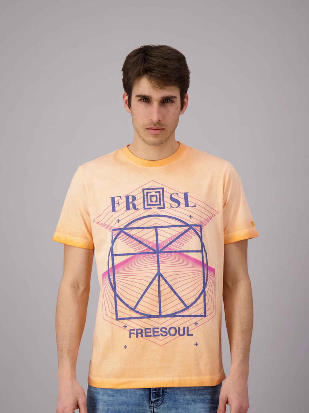 

FREESOUL Men Orange Printed T-shirt