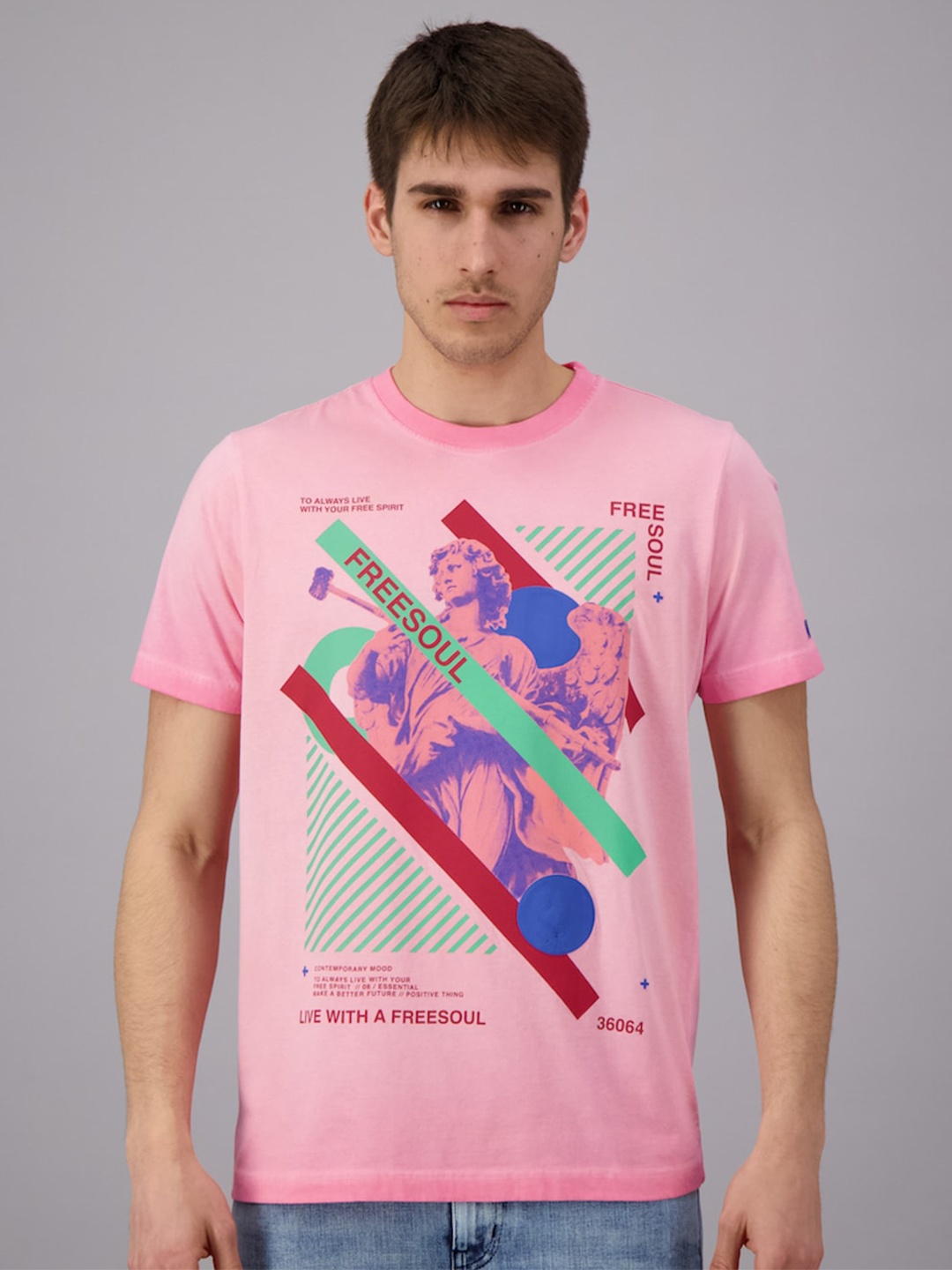 

FREESOUL Men Rose Printed Cotton T-shirt