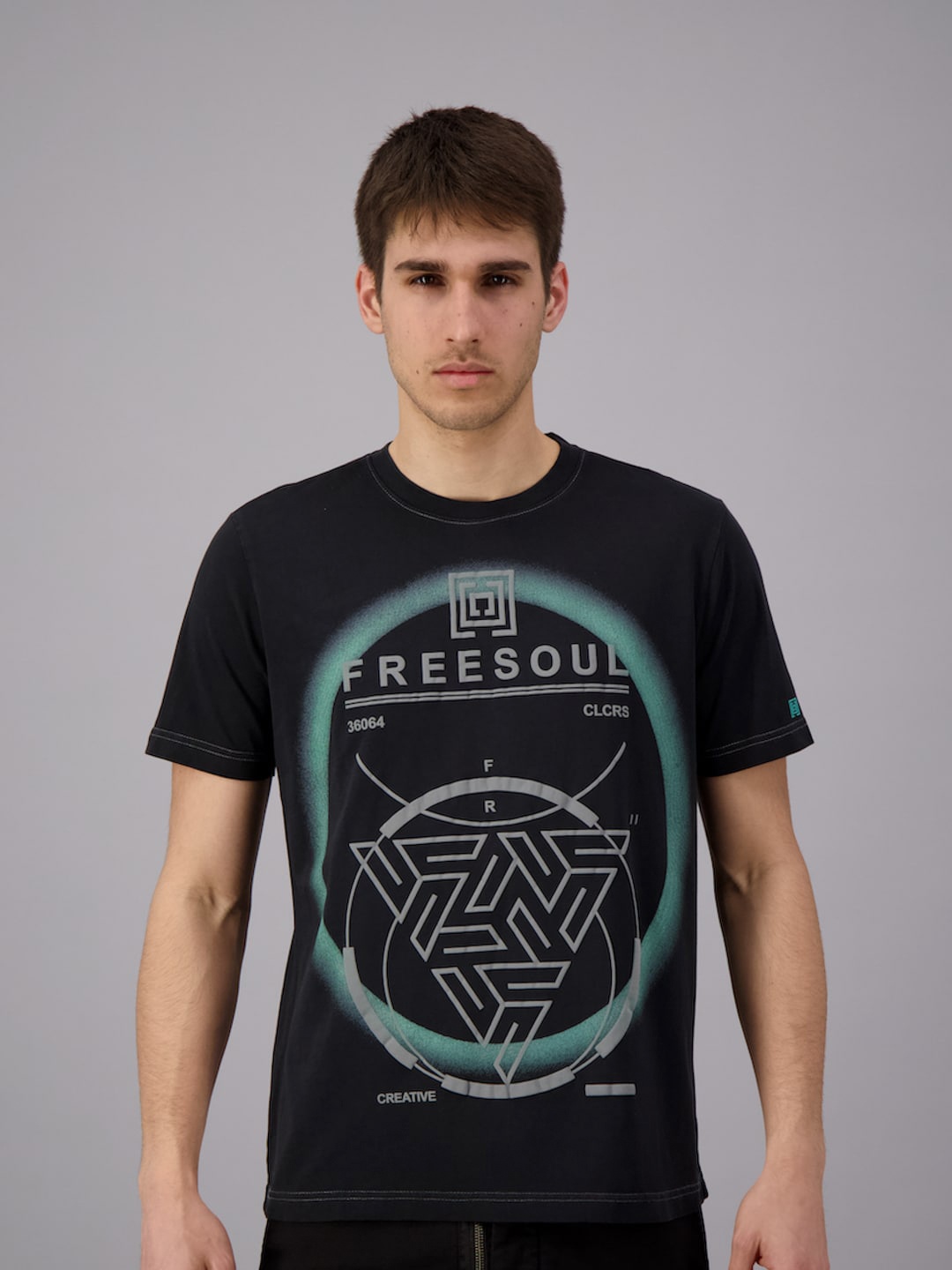 

FREESOUL Men Black Printed Cotton T-shirt