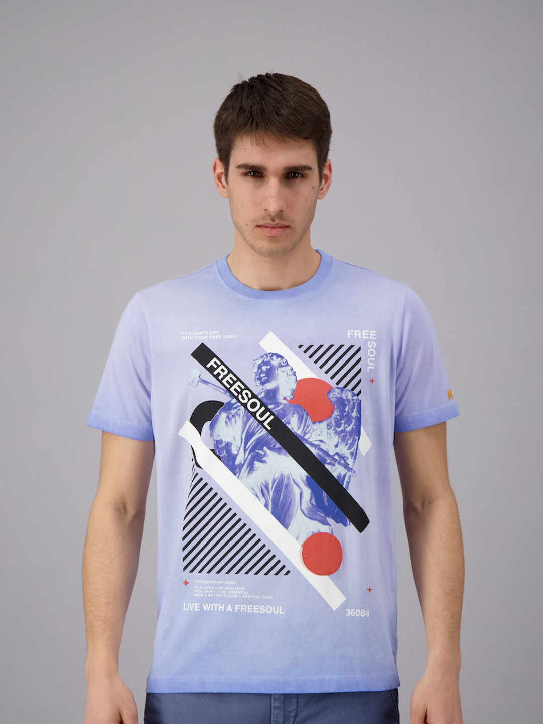 

FREESOUL Men Blue Printed Cotton T-shirt