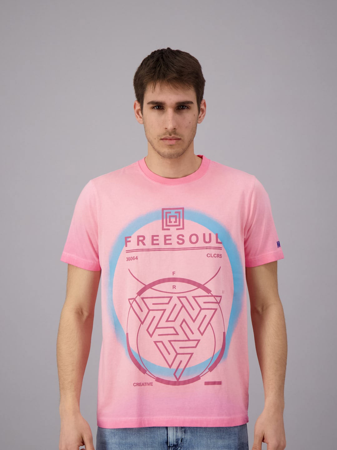 

FREESOUL Men Pink Printed Cotton T-shirt