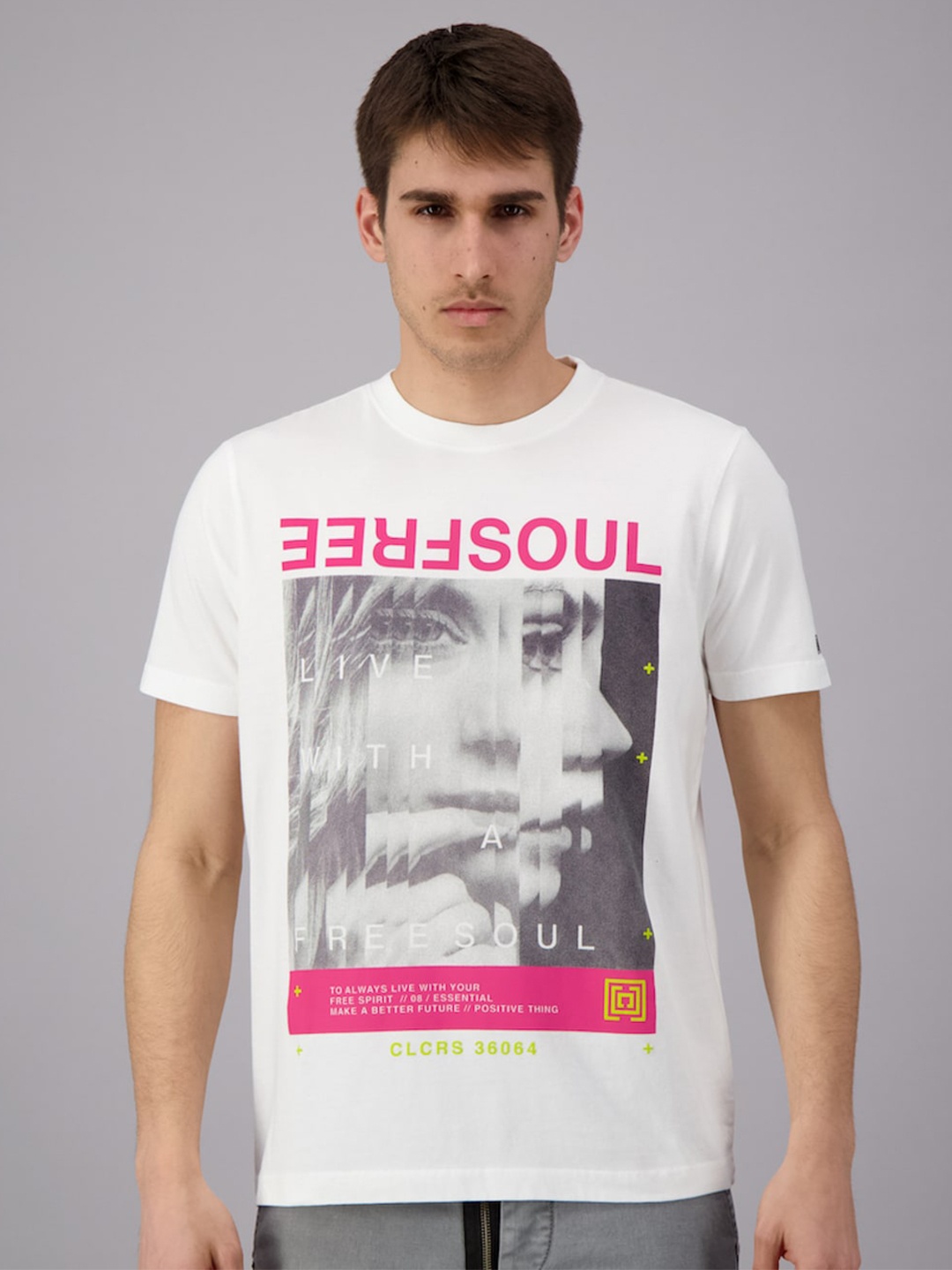 

FREESOUL Men White Printed Cotton T-shirt