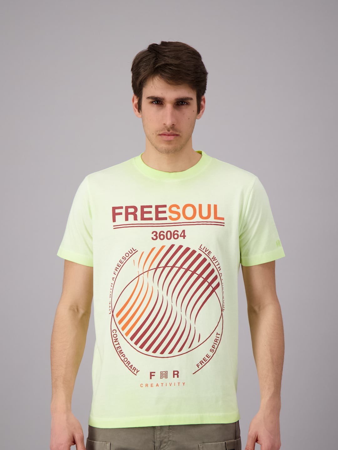 

FREESOUL Men Yellow Printed Pure Cotton T-shirt