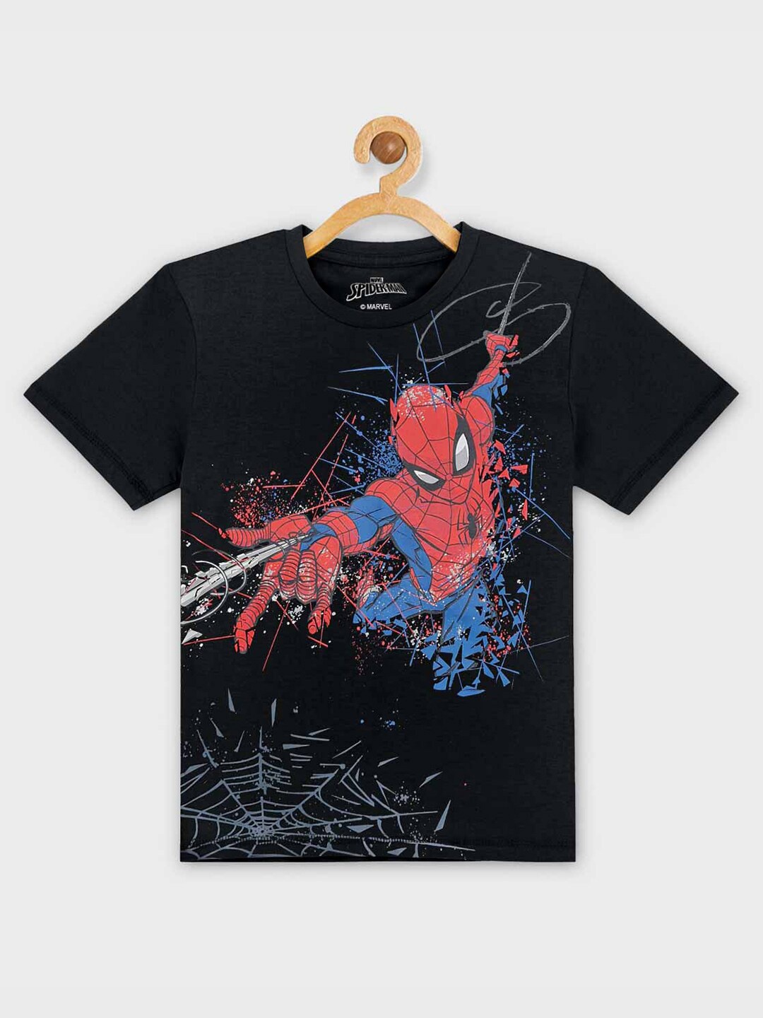 

Kids Ville Boys Black Spider-Man Printed 100% cotton T-shirt