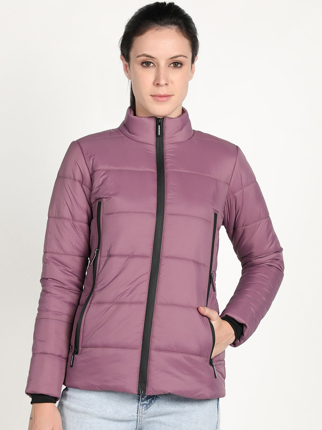 

CHKOKKO Women Purple Lightweight Crop Outdoor Padded Jacket