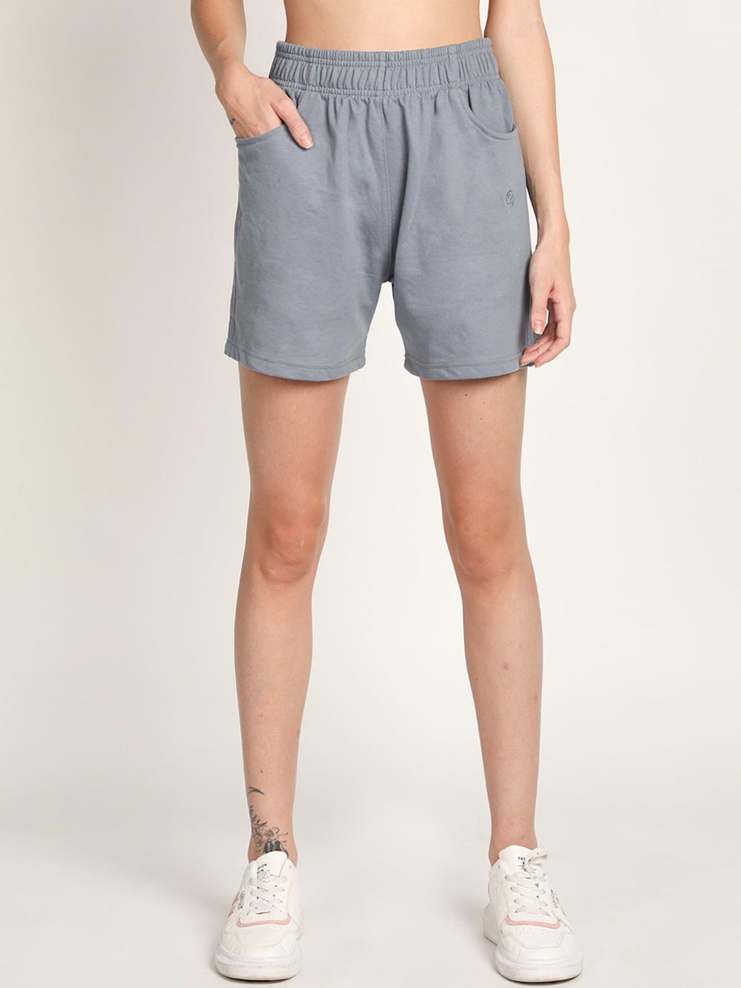 

CHKOKKO Women Grey Loose Fit Outdoor Shorts