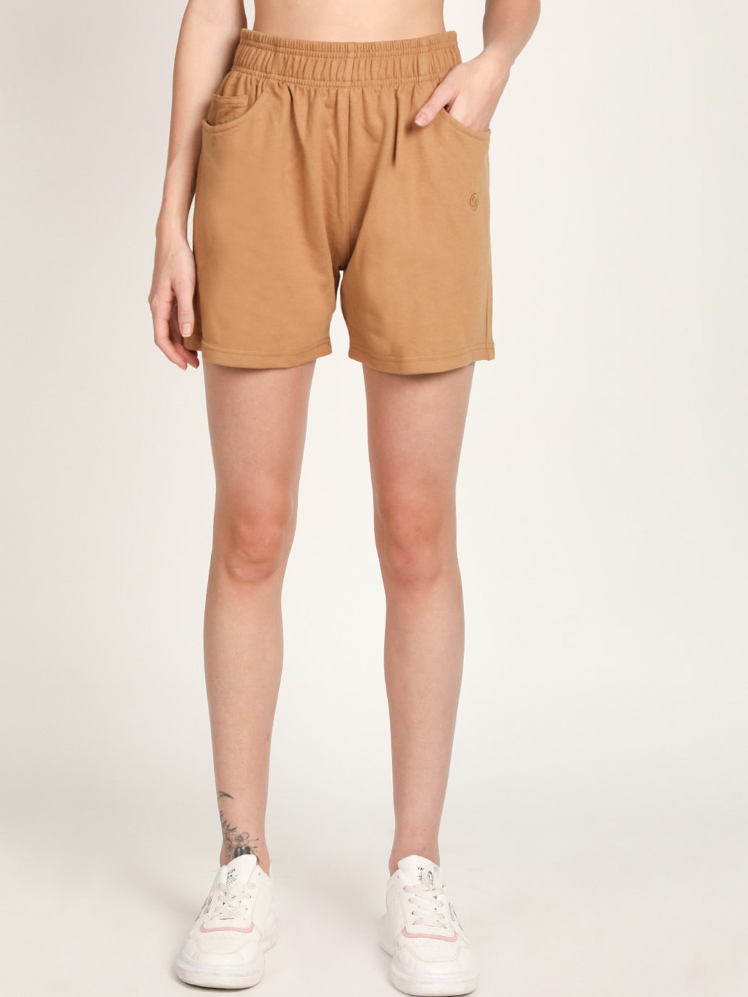 

CHKOKKO Women Camel Brown Loose Fit Outdoor Shorts