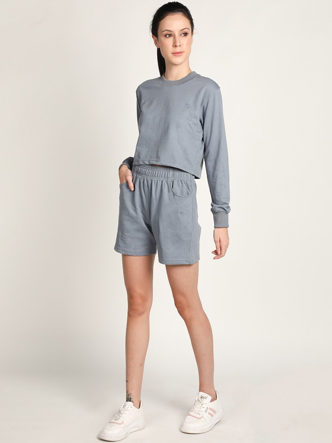 

Chkokko Women Grey Solid Co-Ord Set