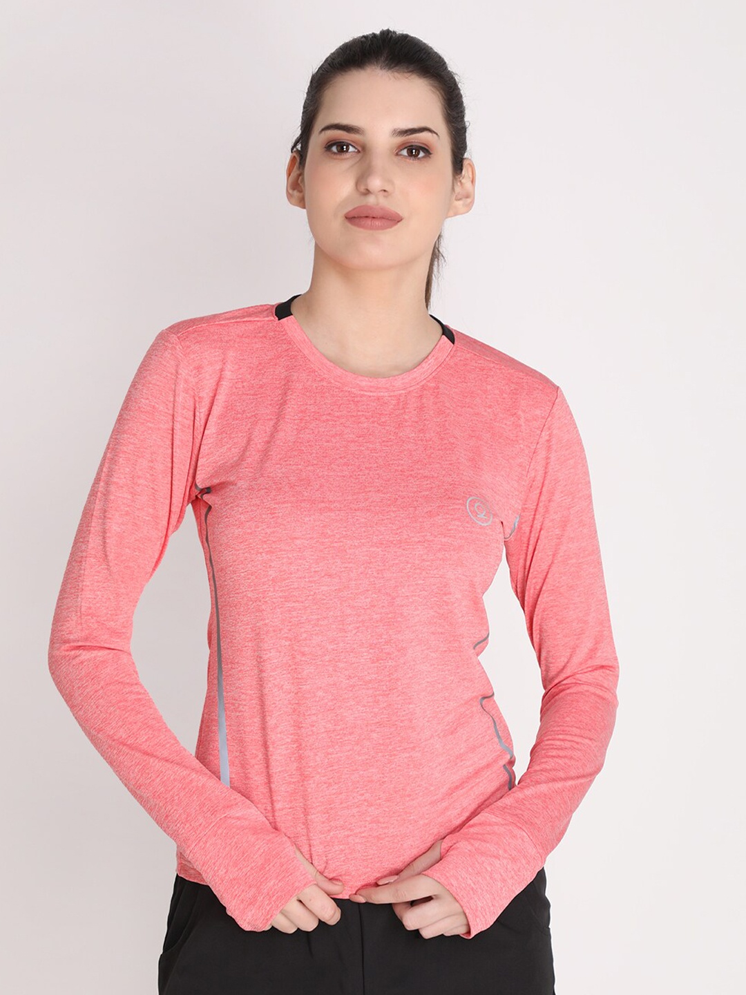 

Chkokko Women Peach-Coloured Drop-Shoulder Sleeves Yoga T-shirt