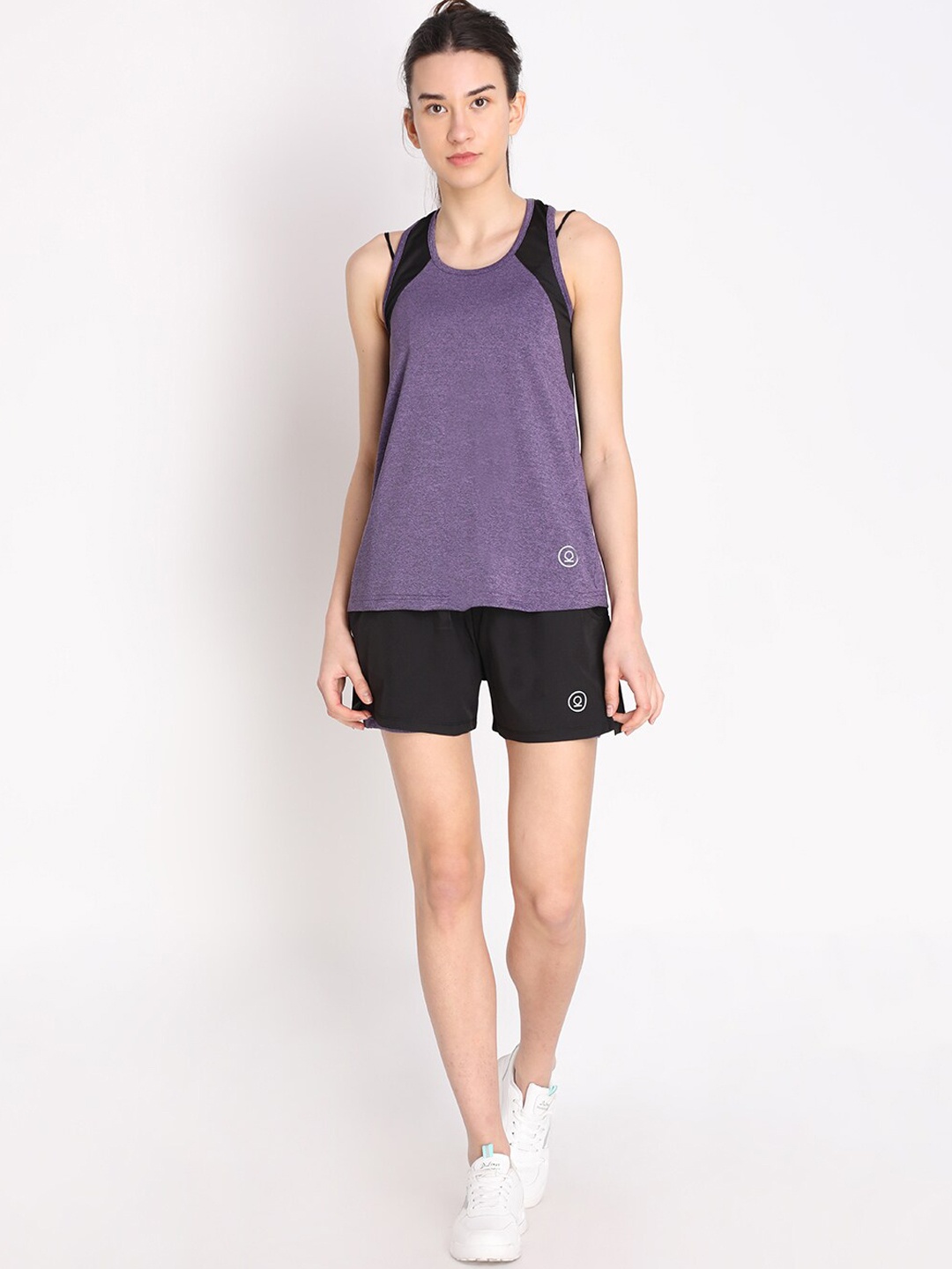 

Chkokko Women Purple & Black Colourblocked Co-ords