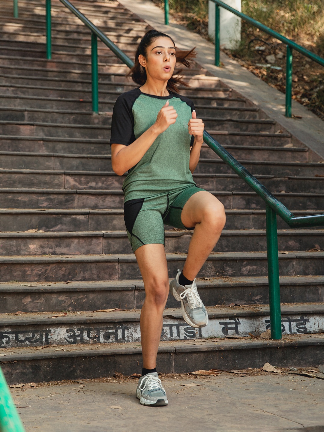 CHKOKKO Women Green Cycling Sports Shorts