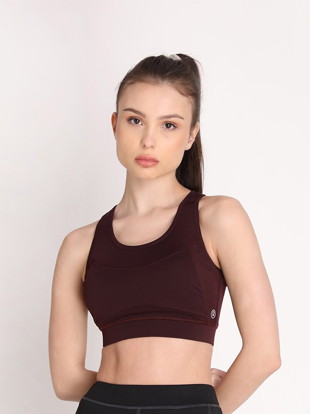 

Chkokko Maroon Solid Lightly Padded Sports Bra