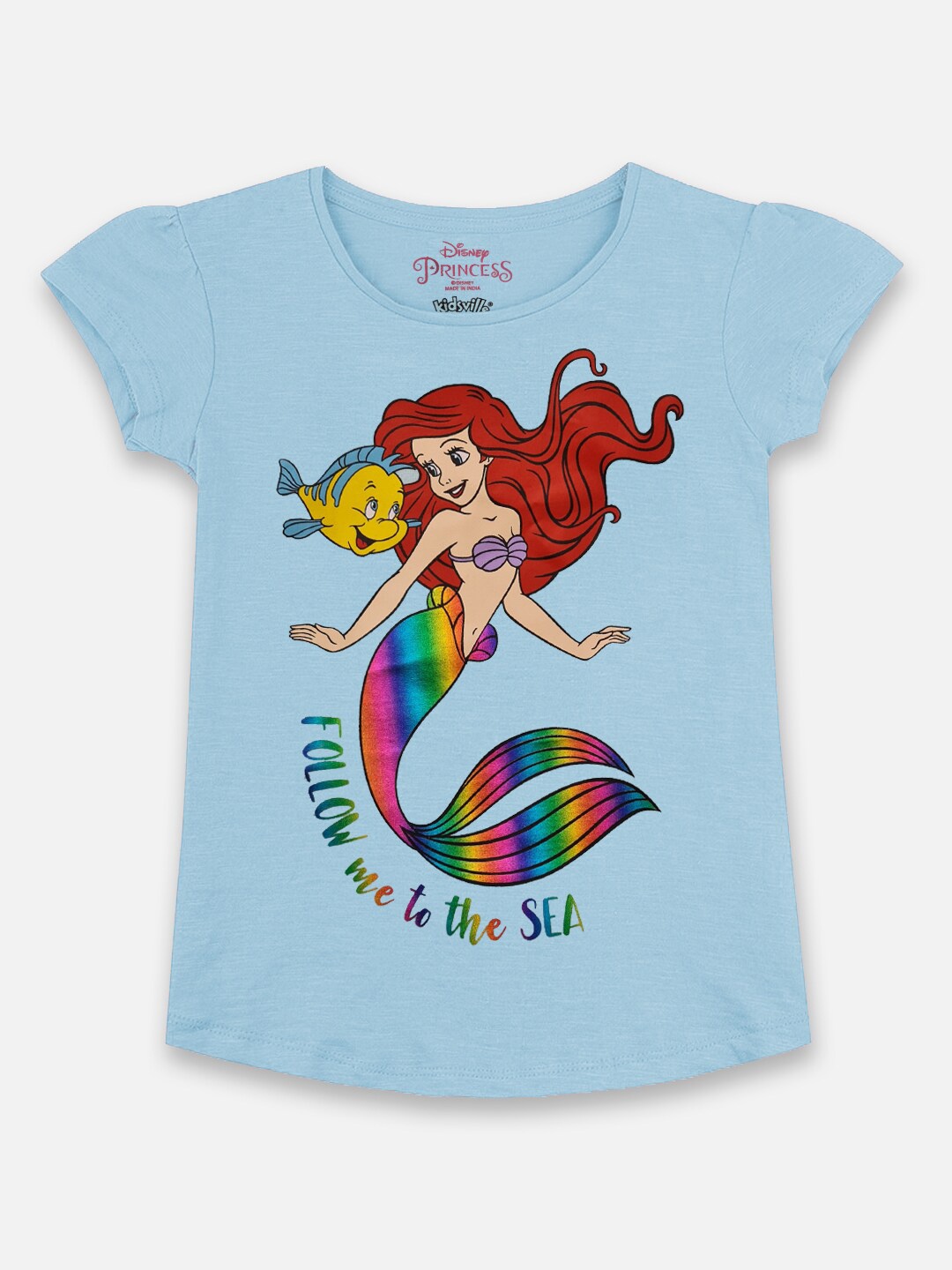 

Kids Ville Girls Disney Princess Printed T-shirt, Blue