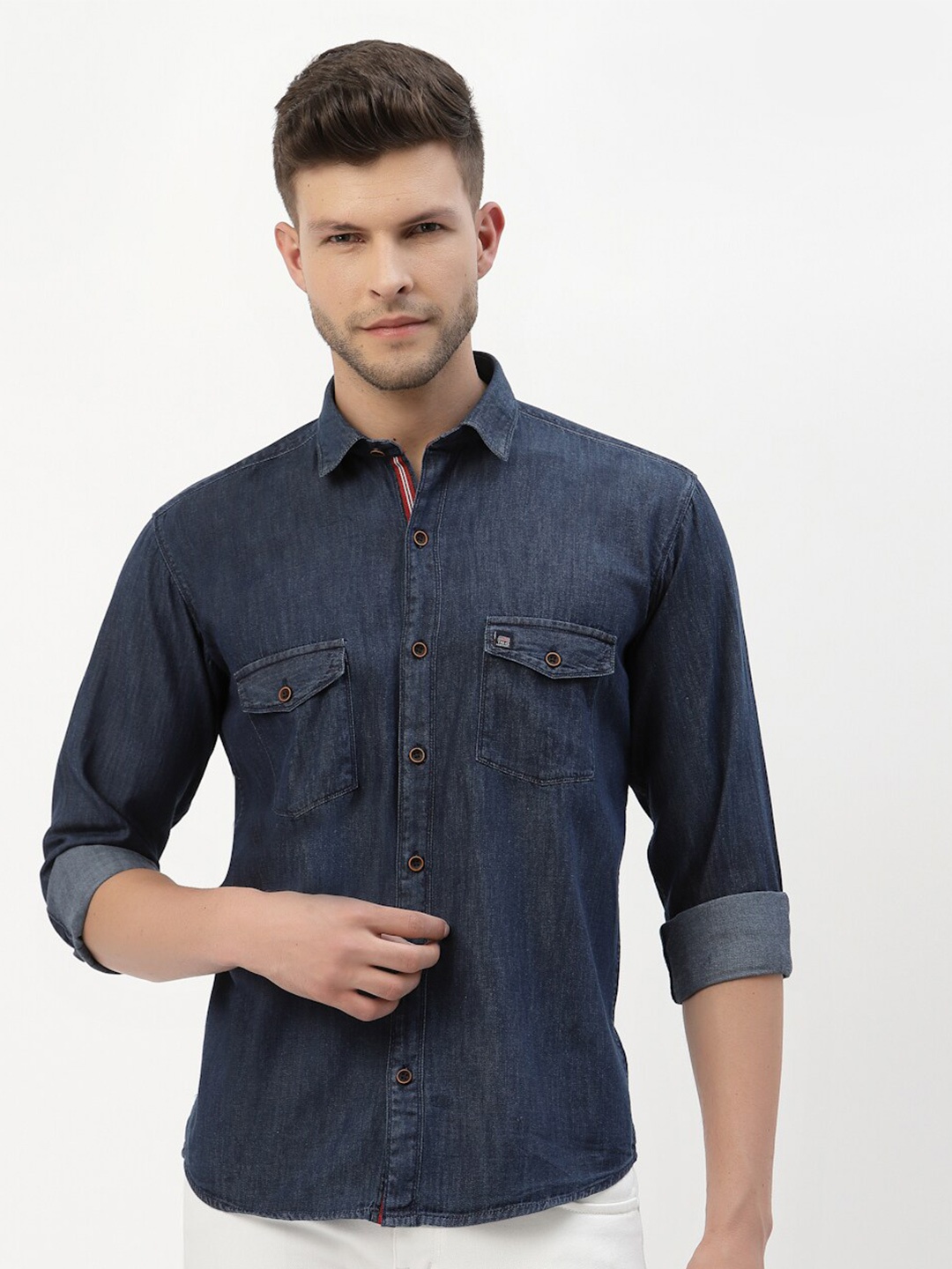 

TNG Men Blue Solid Casual Shirt