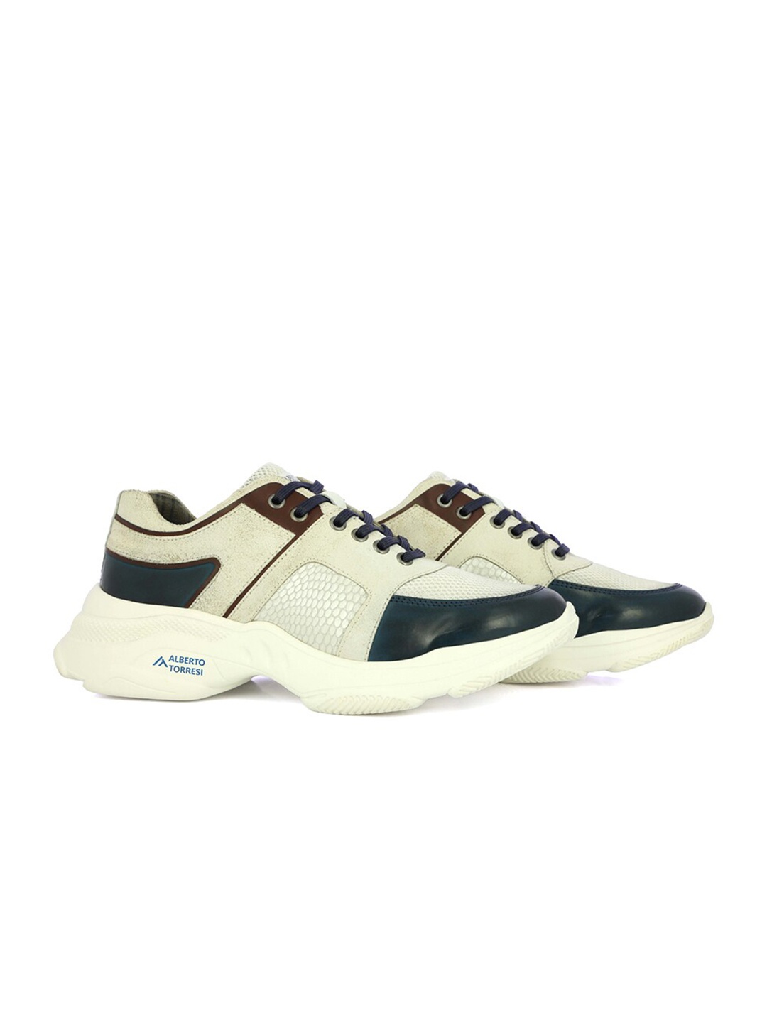 

Alberto Torresi Men Off White Mesh Running Shoes