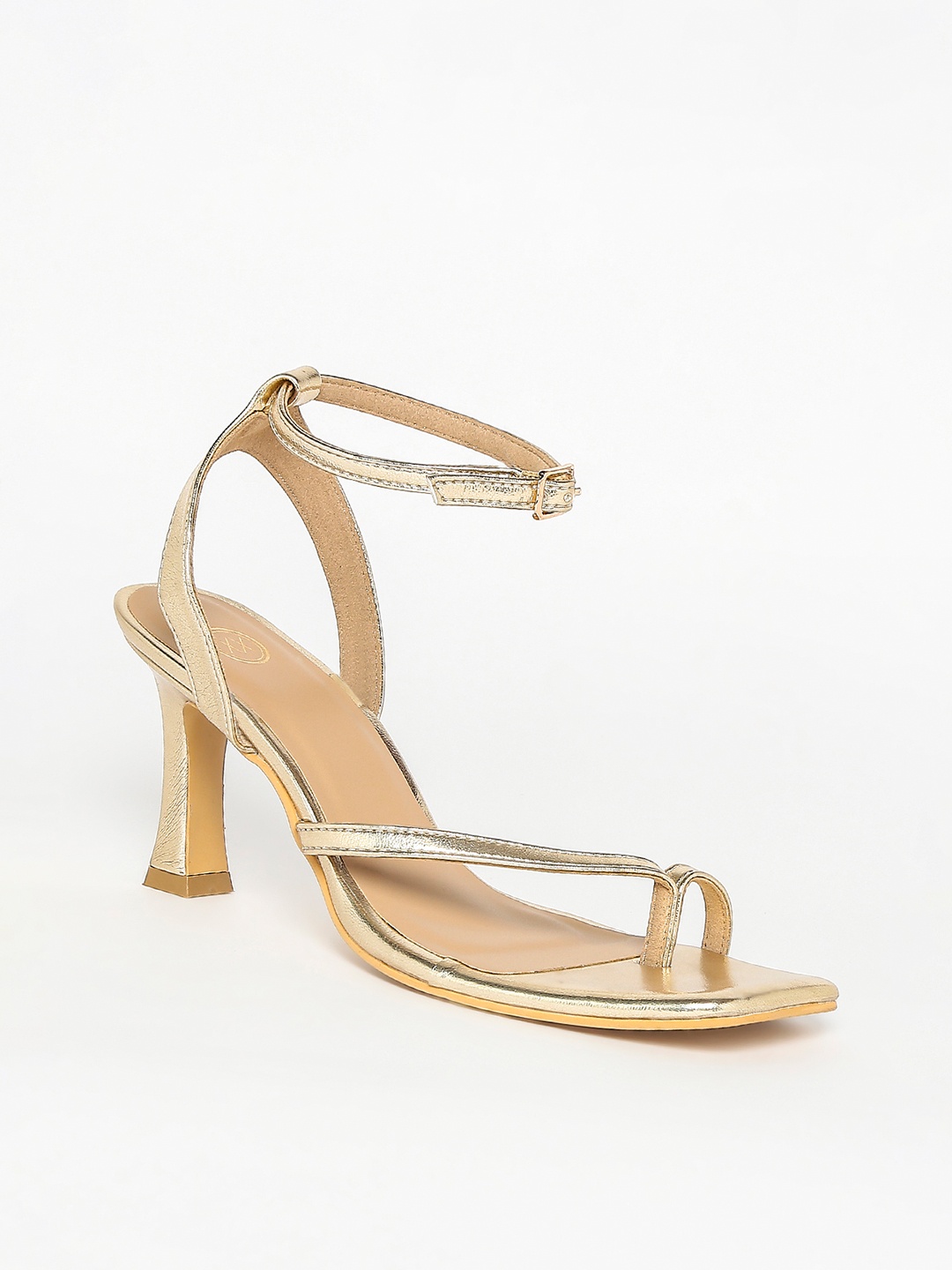 

20Dresses Gold-Toned PU Party Block Sandals with Buckles