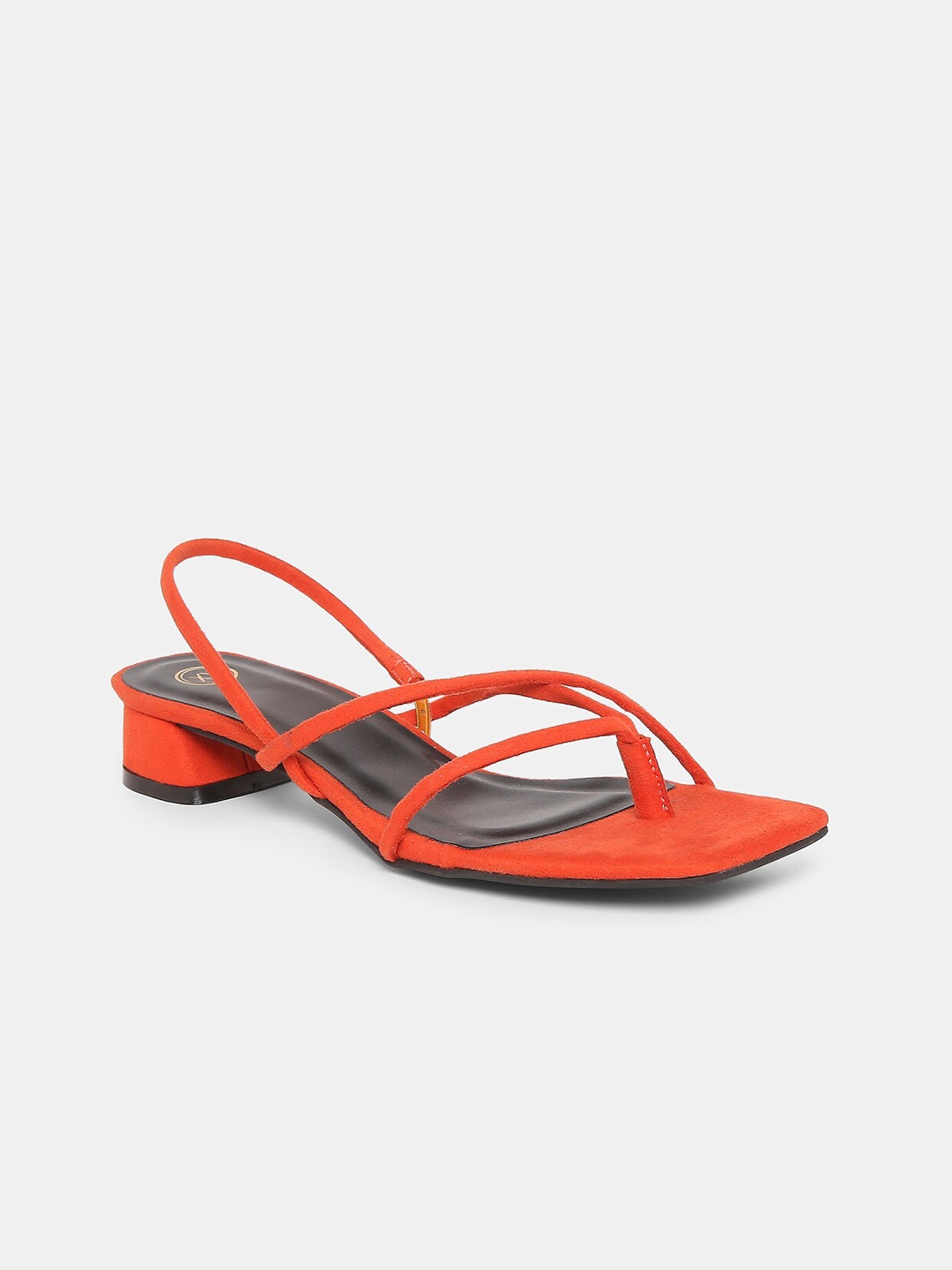 

20Dresses Orange Suede Block Mules with Buckles