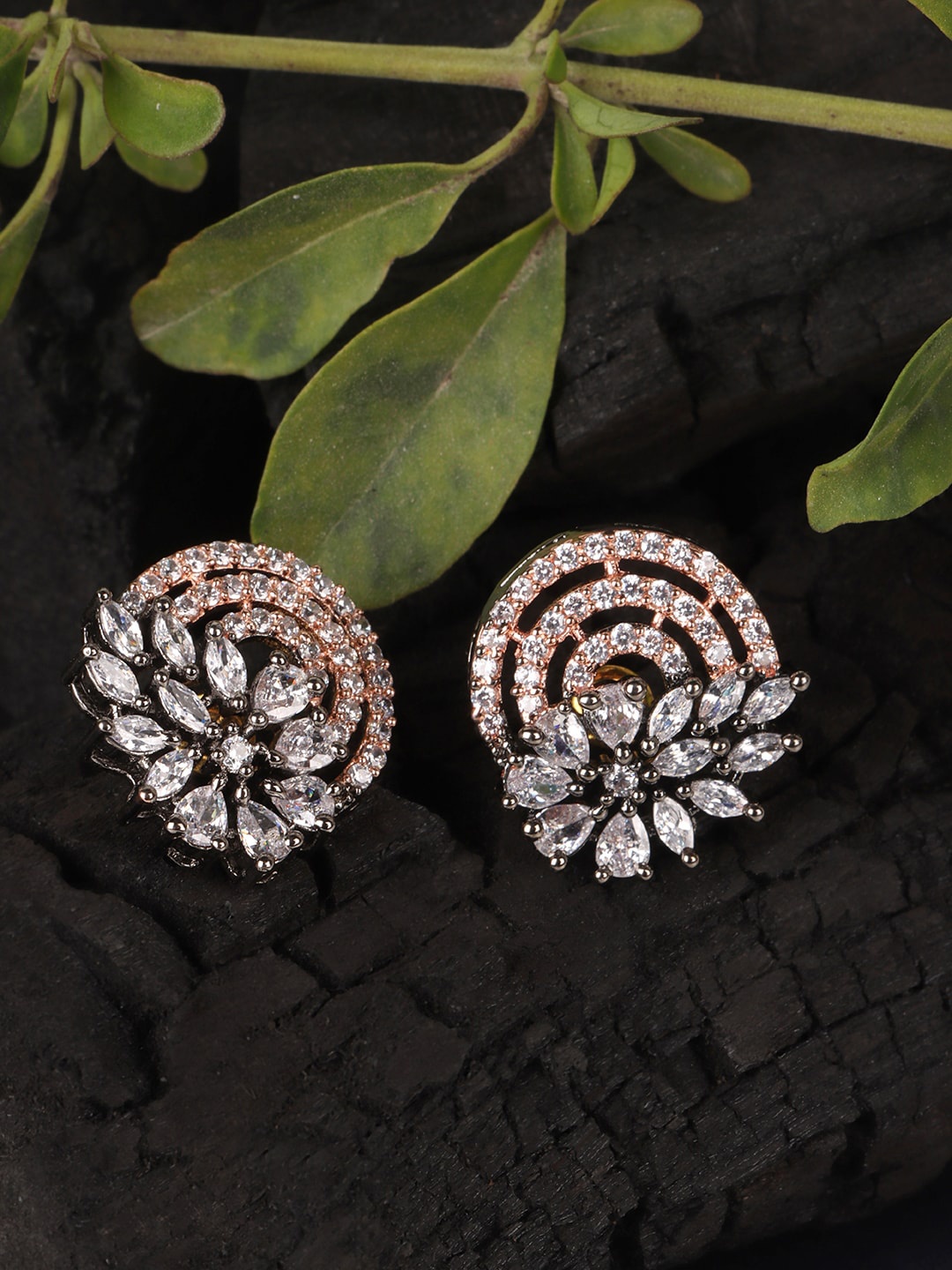 

JEWELS GEHNA White Floral Studs Earrings, Copper