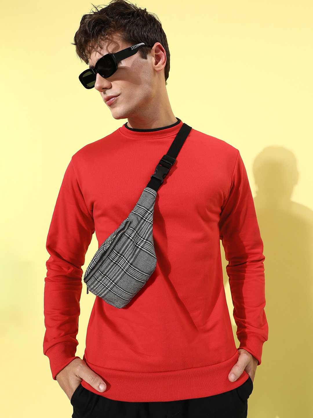 

ether Men Round Neck Long Sleeves Sweatshirt, Red