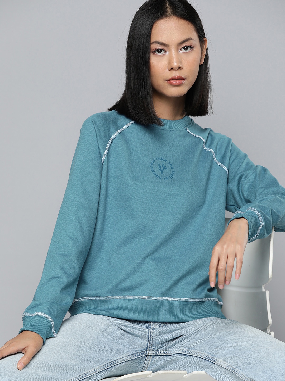 

ether Raglan Sleeves Sweatshirt, Blue