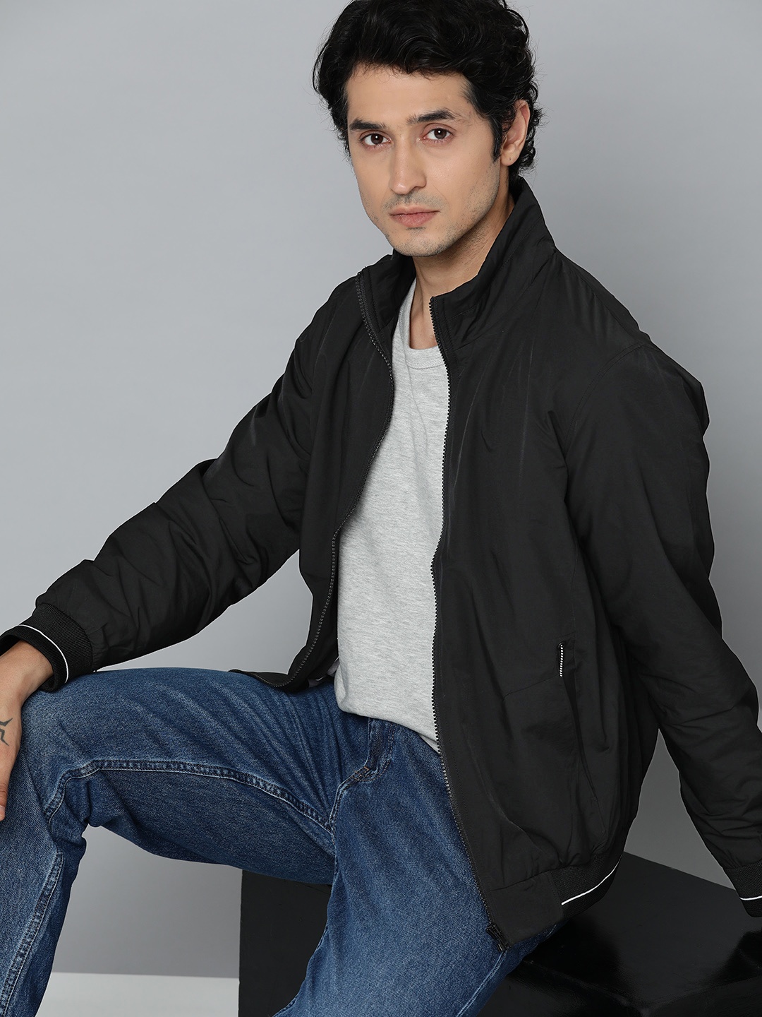 

ether Men Black Solid Tailored Jacket