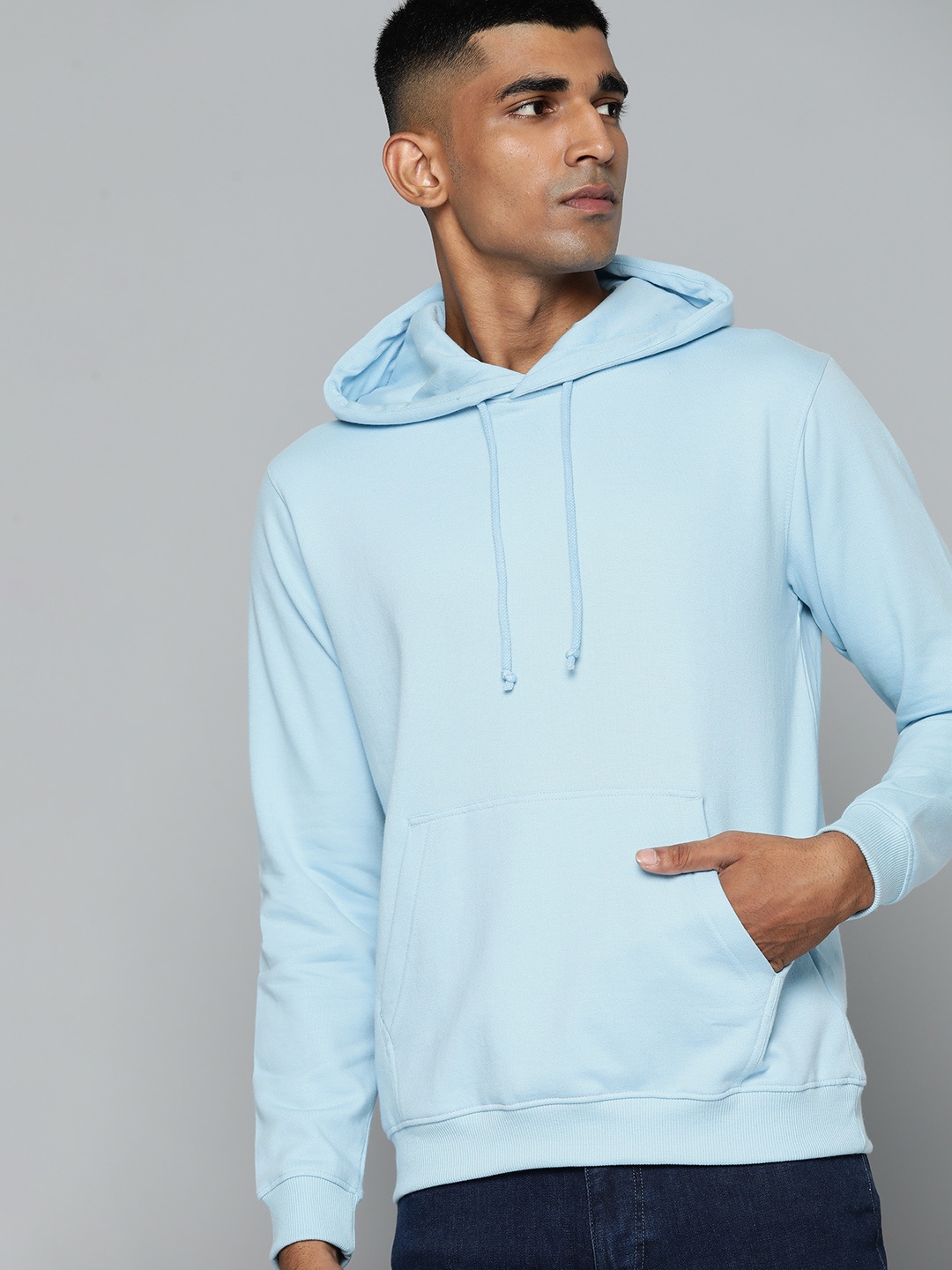 

ether Men Blue Hooded Sweatshirt