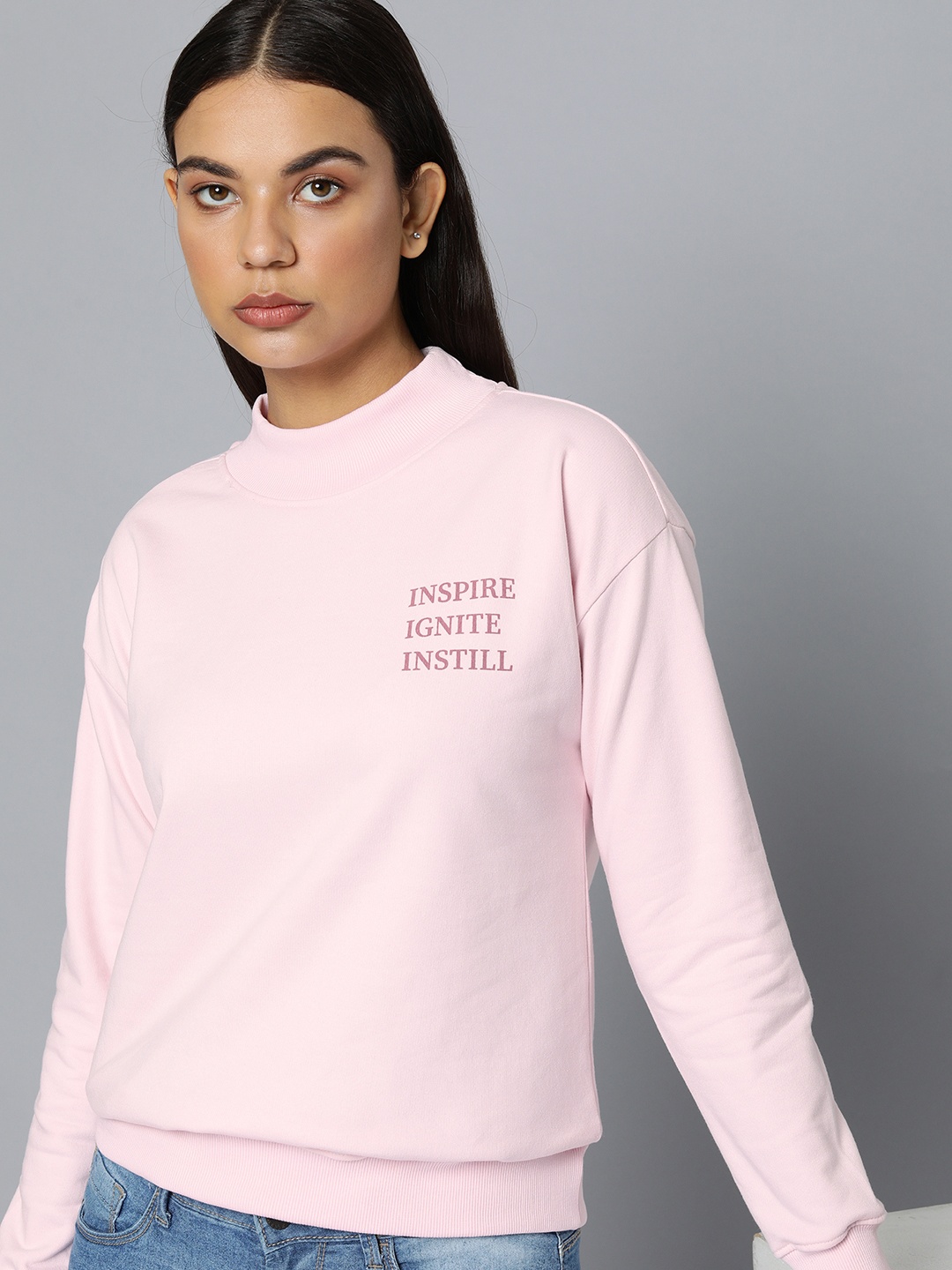 

ether Women Pink Typography Printed Sweatshirt