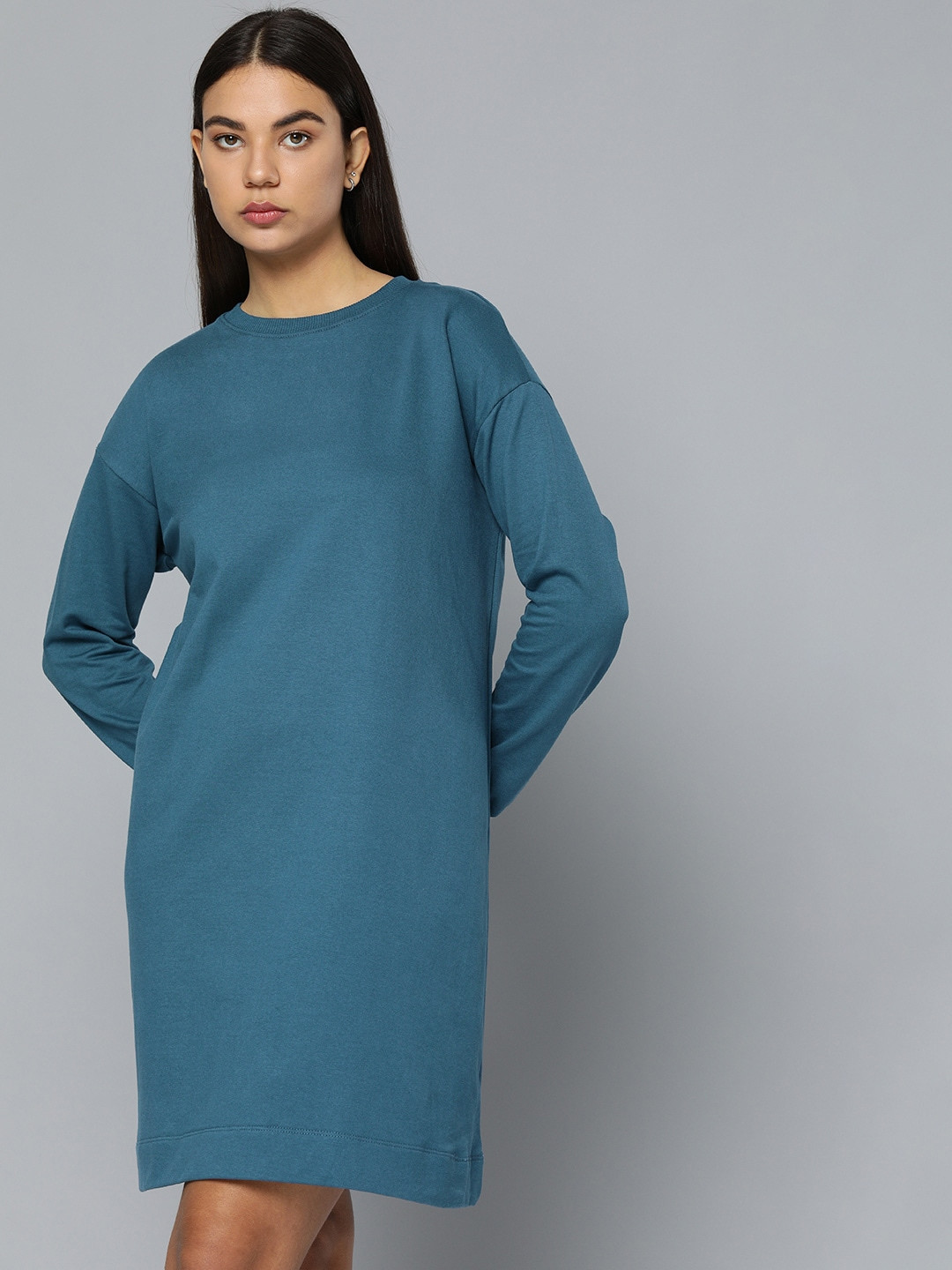 

ether Women Blue Solid Jumper Dress